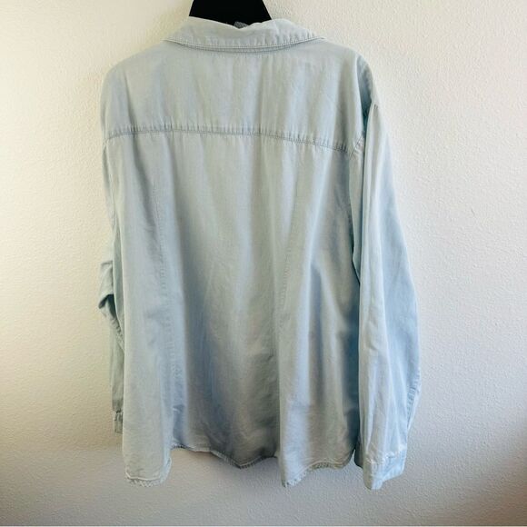 Earl Jeans Crystal Embellished Chambray Long Sleeve Button Top Size 3X - Picture 5 of 5